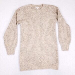 Blu Pepper Sweater Textured‎ Knit Neutral Beige Pullover Size M Cozy Style